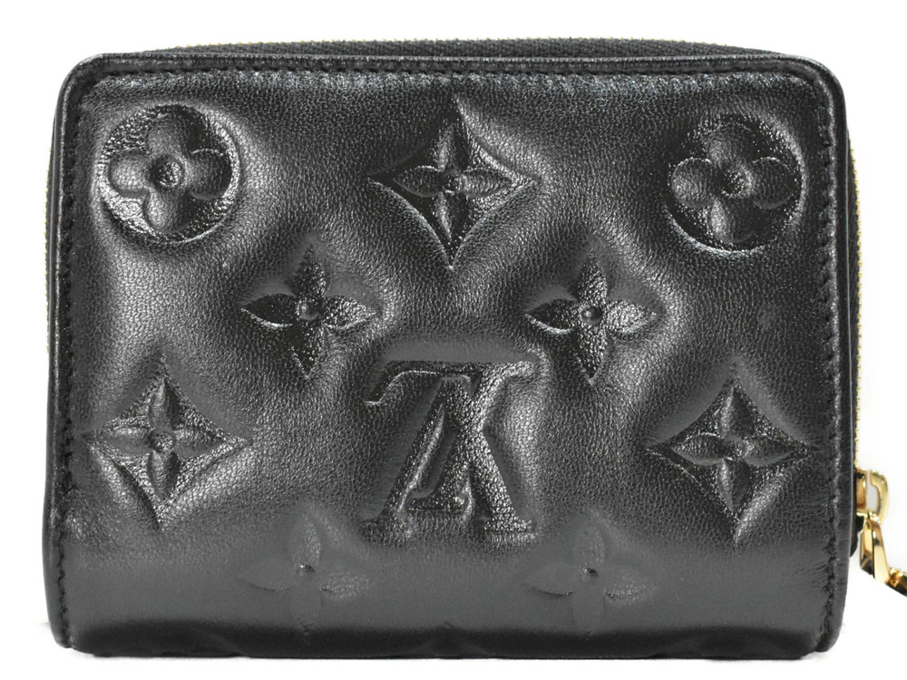 Louis Vuitton Black Bi Wallet Coussin Noir Compact Lou fold Portefeuille